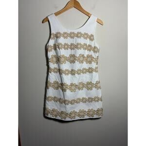 Lilly Pulitzer  Delia Resort  Dress Shift With Gold Flowers Size 8